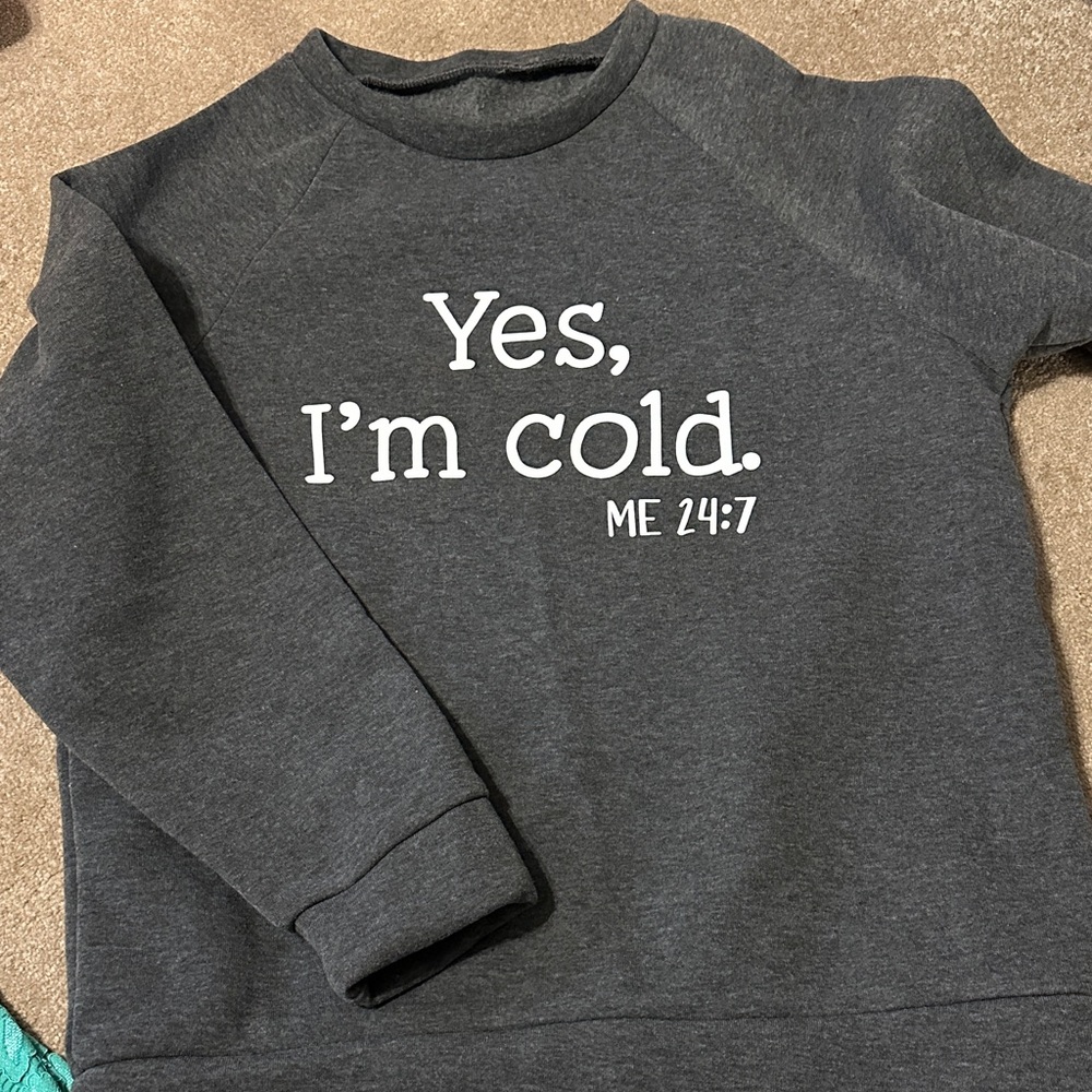 Gray women’s crew neck with Text Print